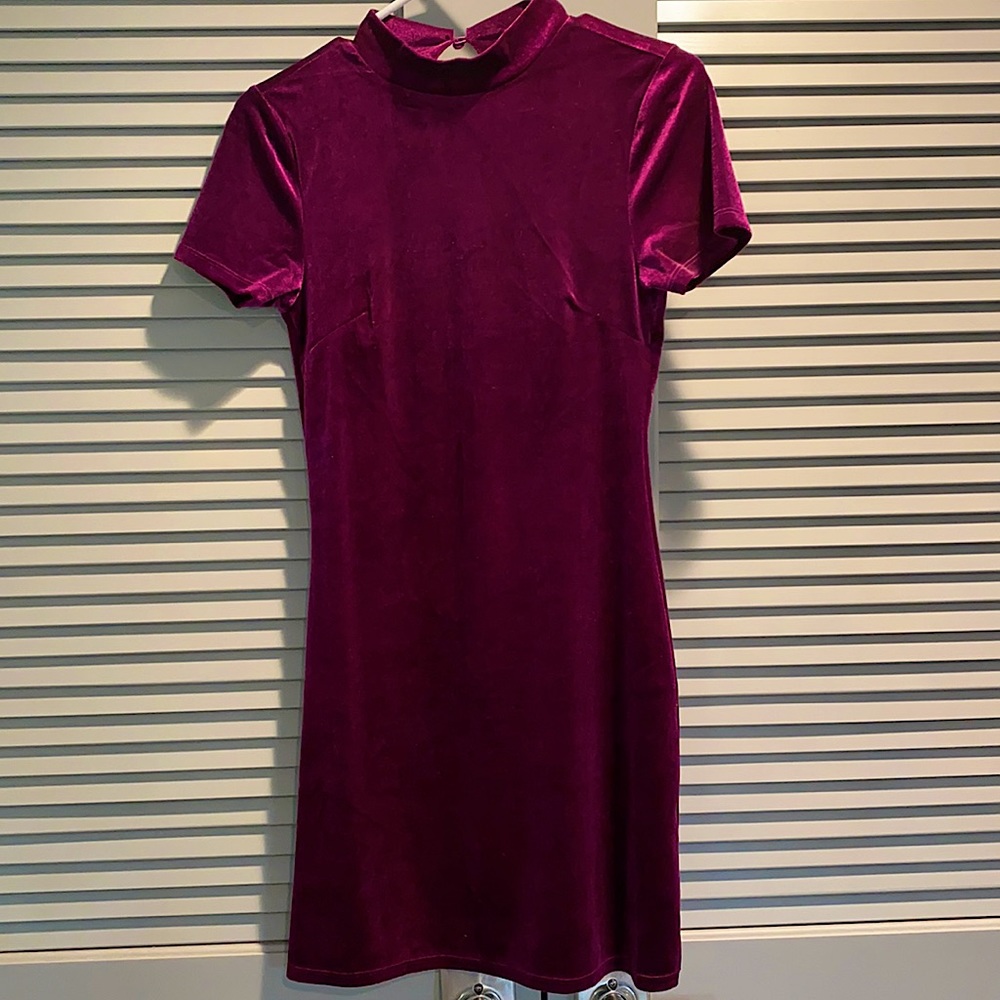 Deep purple crushed velvet backless dress